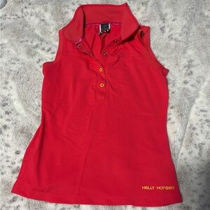 XS Helly Hansen Pink Sleeveless Golf Polo with Yellow Logo & Buttons